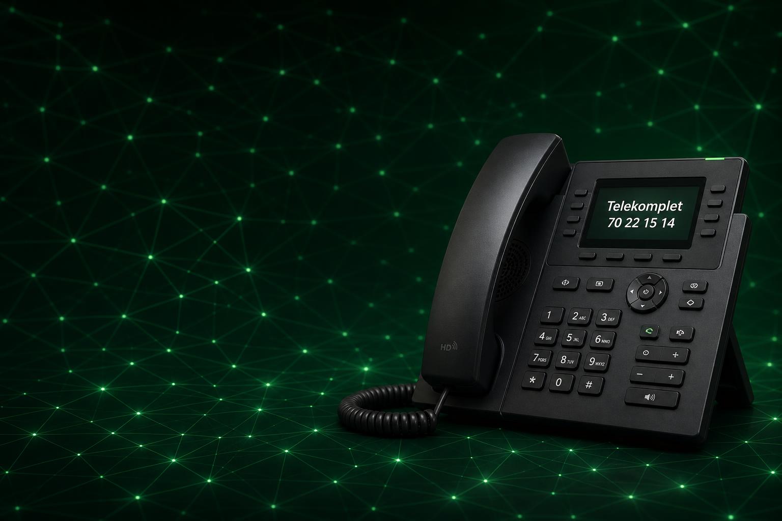 Moderne IP-telefon fra Telekomplet med displaynummer 70 22 15 14