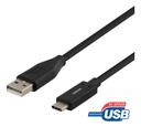 Deltaco USB-A Til USB-C 2M Sort