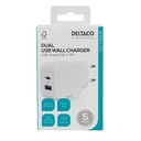 Deltaco USB-C + USB-A Lader 20W. Hvid