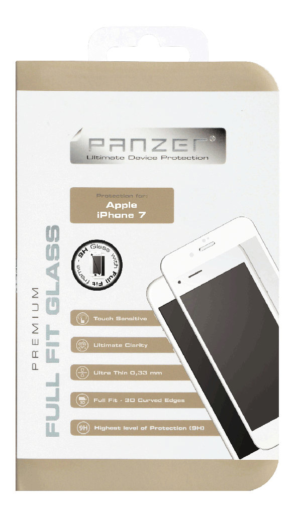 Panzer Tempered Glass Full-Fit til Apple iPhone 6/6S/7/8  Hvid