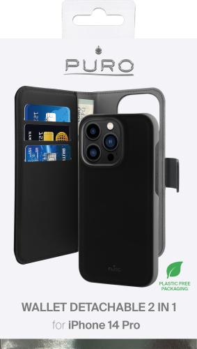 Puro iPhone 14 Pro  2-i-1 Wallet Sort