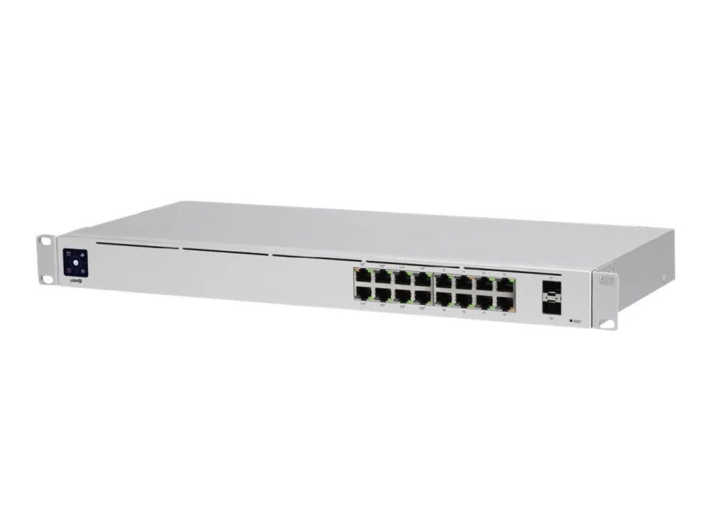 Ubiquiti UniFi Switch USW-16-POE - Switch - Administreret - 16 x 10/100/1000 (8 PoE+) + 2 x Gigabit SFP (uplink) - desktop, monterbar på stativ - PoE+ (42 W)