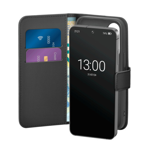 Puro Galaxy S25 pung-etui, 2 kortlommer, sort