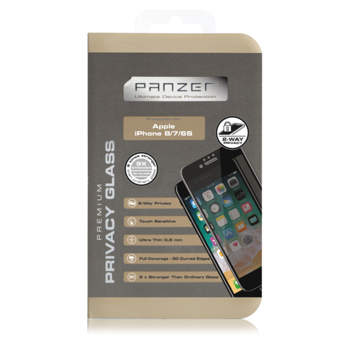 [5706470097865] Panzer Privacy Glass 2-way til Apple iPhone 6/6S/7/8 - Full-Fit
